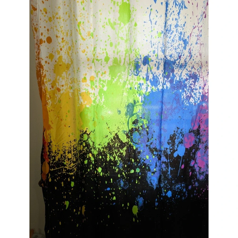 Vintage Crayola Curtain Spattered Paint Drip 2 Panels 51